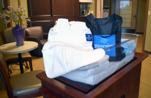 With donations from Women of Vision Giving Club members, each new mom receives a diaper bag and sleep sack after delivering her baby at Riverview Health.