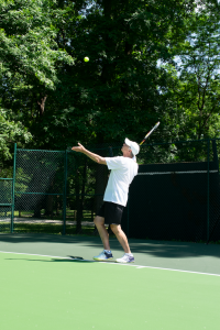 Steven Huntley has played tennis since college and still enjoys the sport as a form of exercise. 