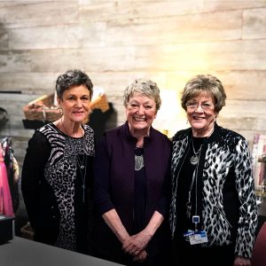 After more than 30 years as a Riverview Health volunteer, Carolyn Johns became a familiar face at the Riverview Health Gift Shop. She will be missed by many, including Karen Burck (far left) and Sue Smith (middle), who have both worked with her over the years as buyers for the gift shop. 