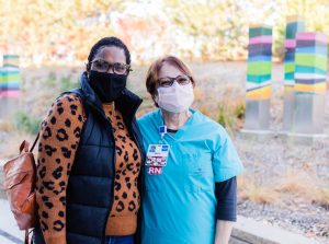 Kenyatte thanks her nurse, Maria, who cared for her during her chemotherapy treatments.